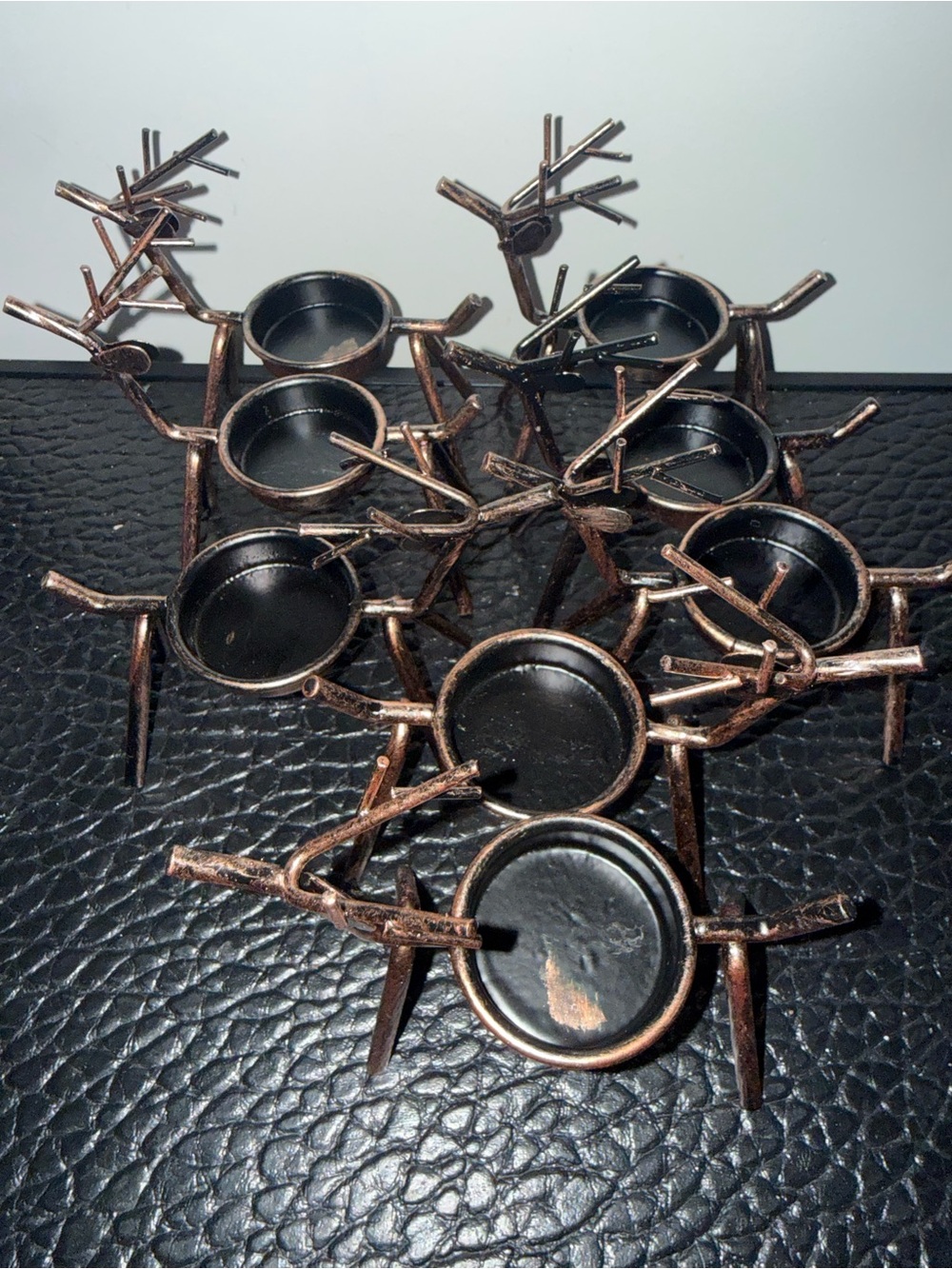Rustic Brown Antler Tea Light Candle Holders - Set of 8